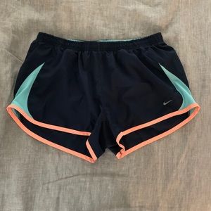 Nike Running Shorts, M, Navy/Teal/Hot Pink